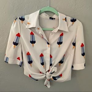 Vintage button-up popsicle top/4th of July shirt